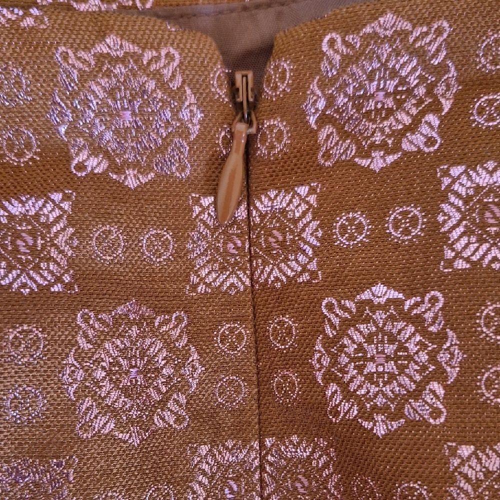 J. Crew Copper & Pink Silk & Metallic Mini Skirt with Pockets - Picture 3 of 8